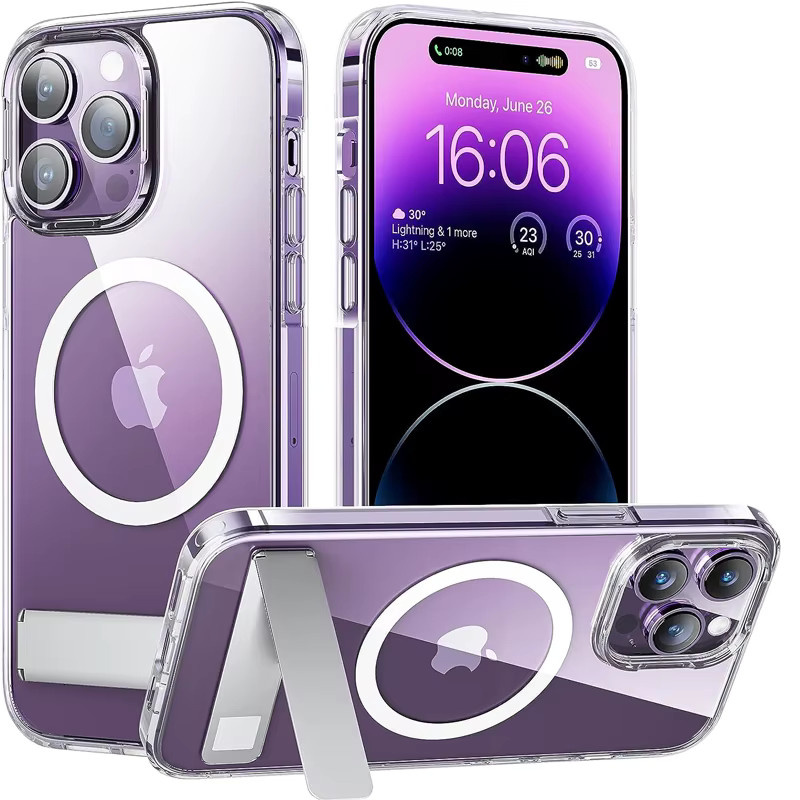 UYUXIO Transparente Magnetische Handyhülle mit Ständer für iPhone 11 bis iPhone 17 Pro Max - Bild 3