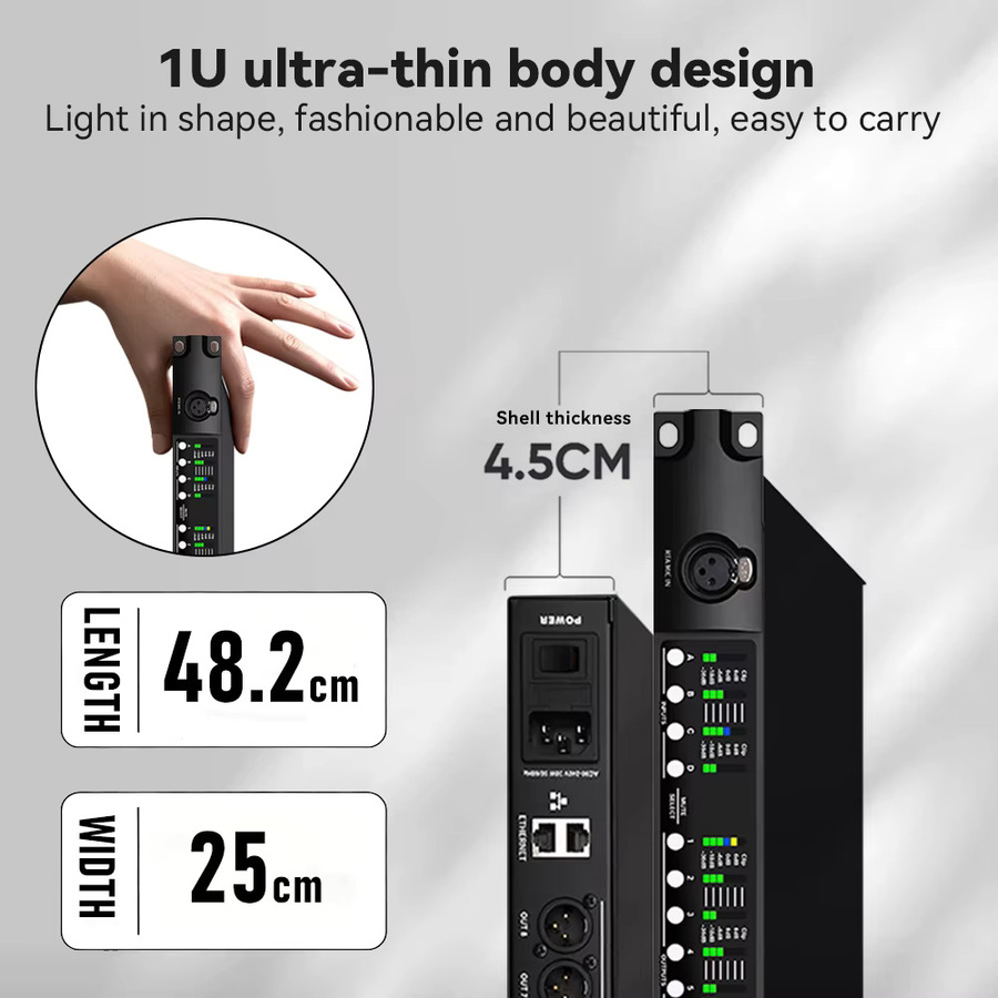 Paulkitson Driverack SD448 Digitaler Audioprozessor 4in 8out in Schwarz mit integrierter USB-Soundkarte für FIR/EQ und Streaming - Bild 5