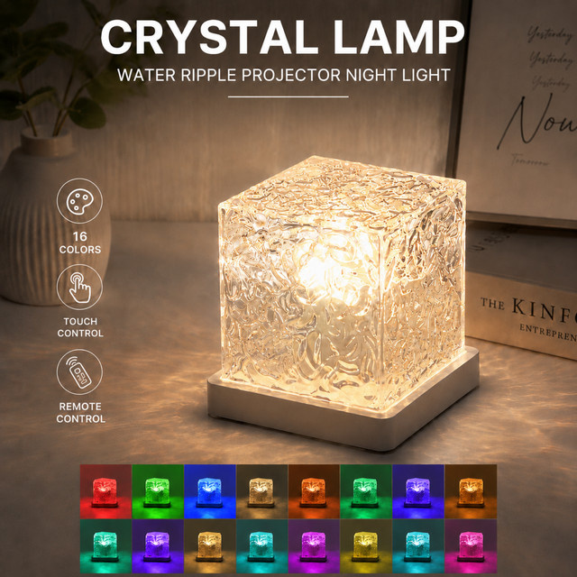Pzsunly RGB 16-Farben Ozeanwellen und Aurora Projektions-Nachtlampe mit Fernbedienung, wiederaufladbare Tischlampe in Multicolor für dein Schlafzimmer und zur Dekoration - Bild 1