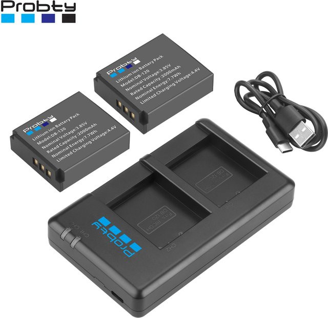 Probty DB-120 wiederaufladbarer Akku mit USB-C-Anschluss für Ricoh GR IV GRIV GR4 Digitalkamera, Schwarz, 2000 mAh - Bild 1