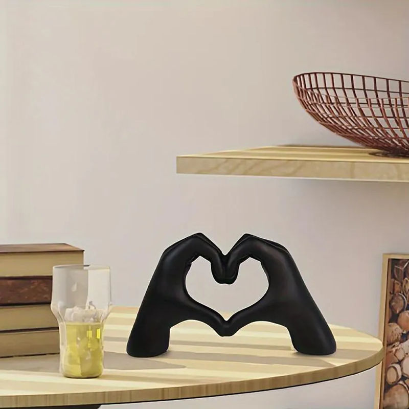 Mango Event Dekoskulptur Finger Liebesgeste aus Kunstharz in Schwarz, moderne Tischdekoration für Wohnzimmer oder Hochzeit, H x B x T: 11,5 x 6,7 x 6,7 cm - Bild 2