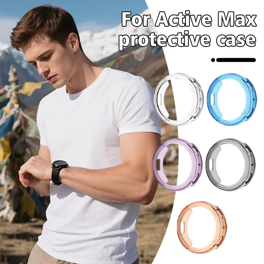 TPU-Uhrenschutzhülle für Amazfit Active Max mit Displayschutzrahmen und Stoßstangenabdeckung in Transparent und Orange - Bild 4