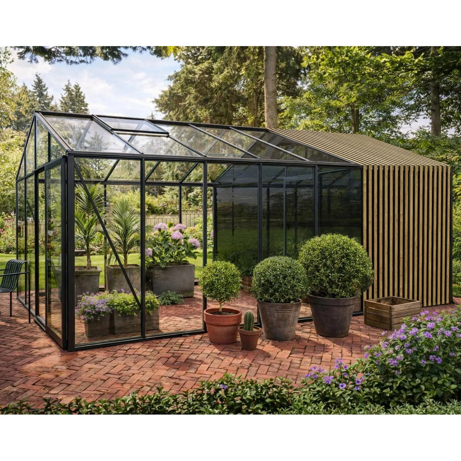 Bloomcabin Gewächshaus Klassik mit integriertem Stauraum und Accoya-Fusion GHCMSAF13 in Schwarz - Bild 2