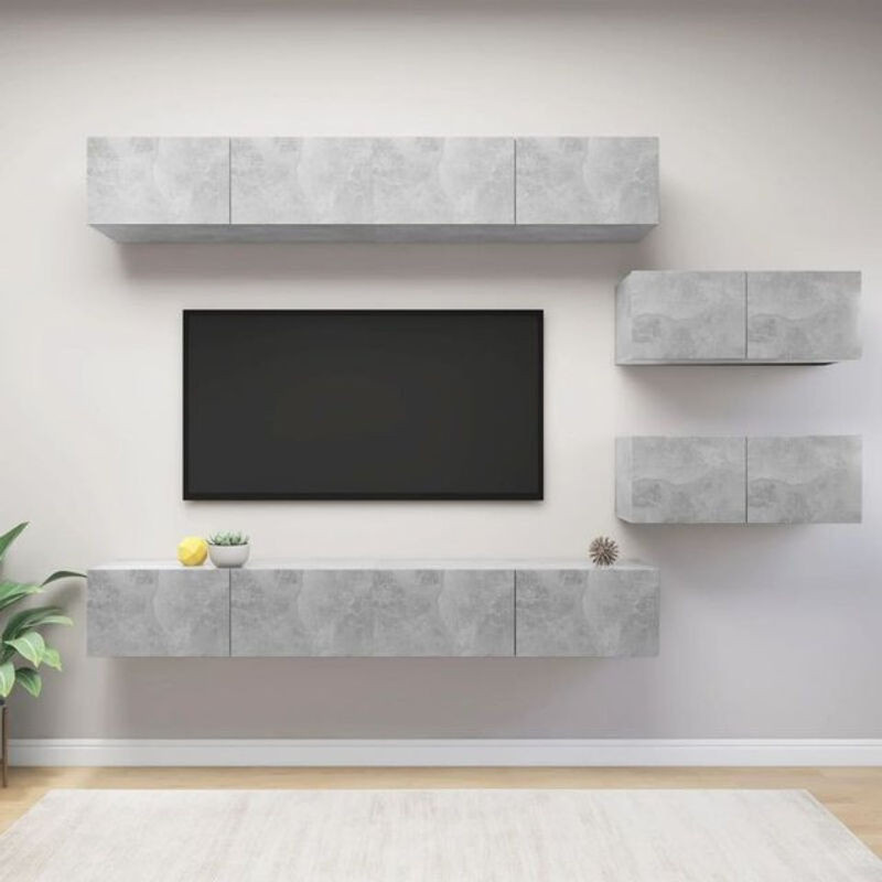 Vidaxl 6-tlg. TV-Schrank-Set Modern in Grau aus Holzwerkstoff - Bild 1