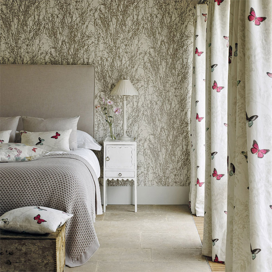Sanderson Tapete Meadow Canvas in Silver/Linen/Beige - Bild 1