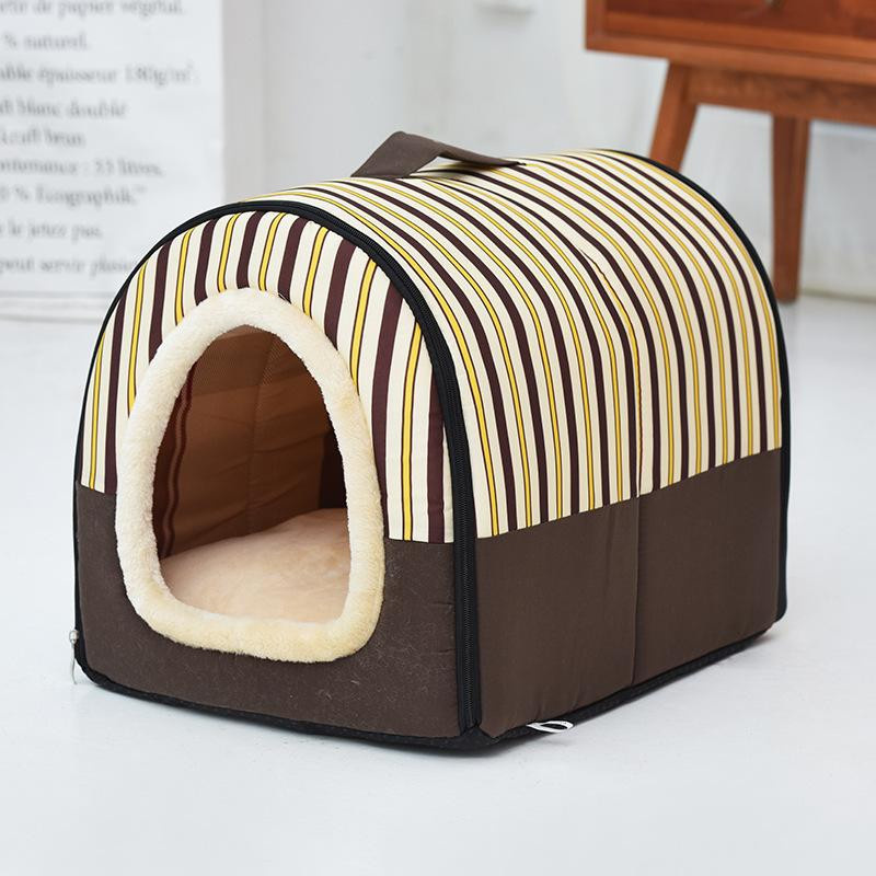 Hundehütte Teddy als vielseitige Katzenhütte für kleine bis große Hunde, abnehmbarer und waschbarer Stoffbezug, für Herbst und Winter, Größe L - Bild 1