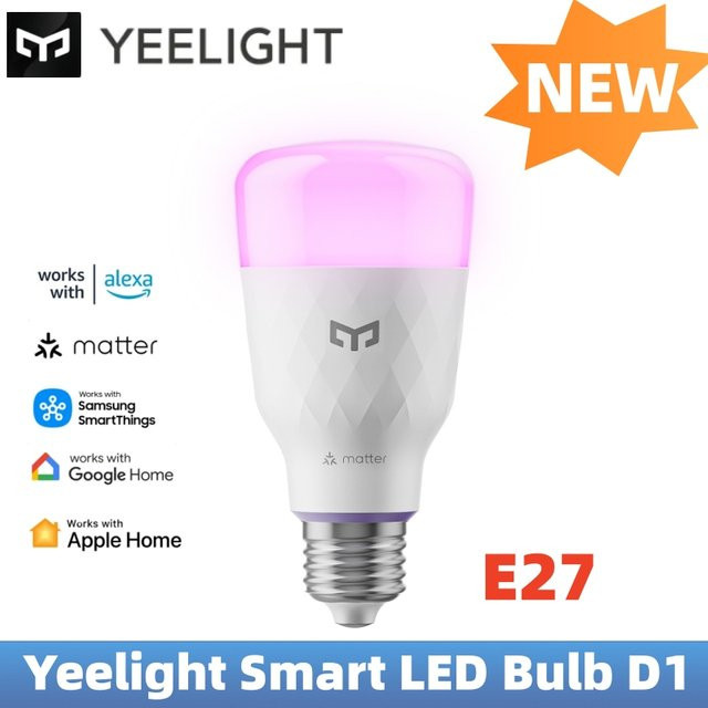 YEELIGHT Smart LED-Glühbirne D1 RGB E27, dimmbar, 1300 Lumen, Bluetooth-Verbindung, kompatibel mit Apple HomeKit und Amazon Alexa, Multicolor - Bild 1