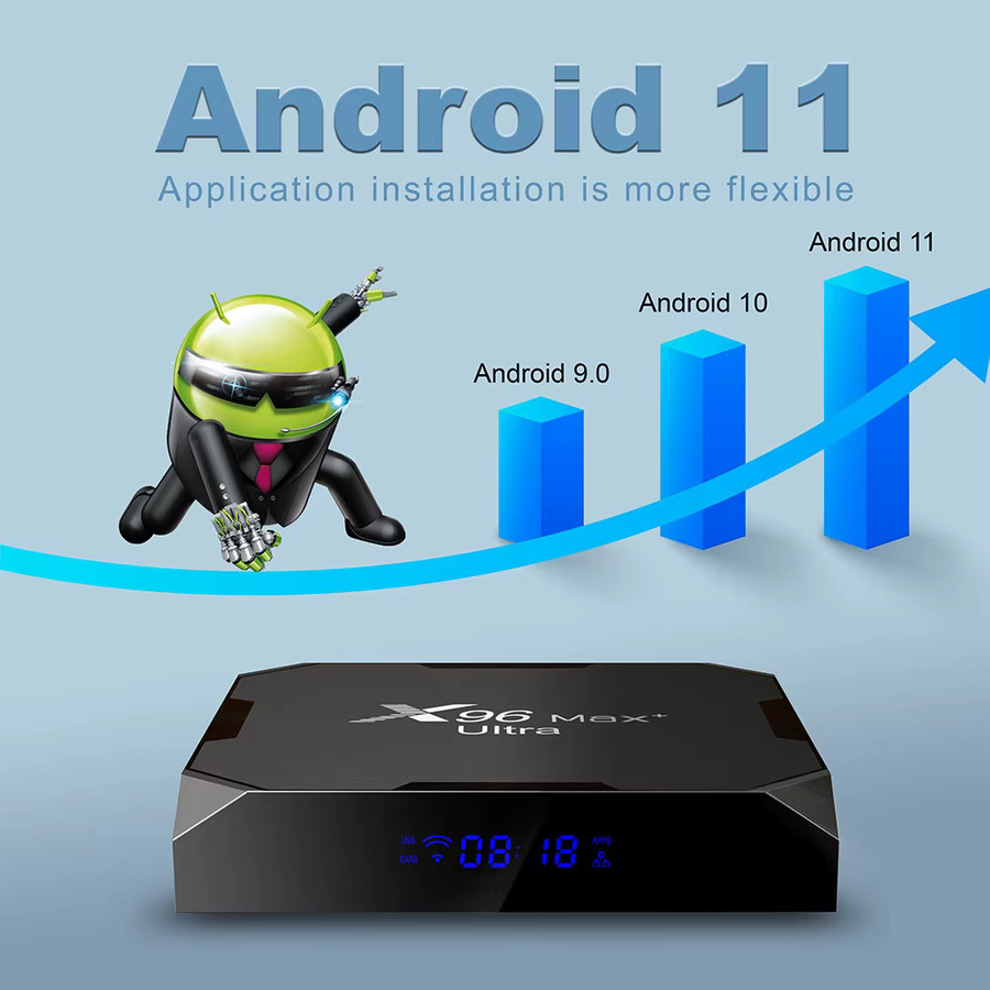 VONTAR X96Max Plus Ultra TV-Box Android 11 mit Amlogic S905X4, 4GB RAM, 32GB ROM, 8K Unterstützung, WLAN und Bluetooth, Media Streamer in Schwarz - Bild 3