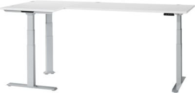 Schäfer Shop Genius Winkelschreibtisch Modena Flex, elektrisch höhenverstellbarer Eckschreibtisch in Weiß/Weißaluminium, B: 200 cm, T: 160 cm - Bild 1