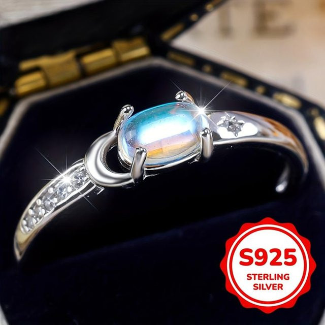 Bamos Ring 925 Silber, Mondstein, Zirkonia, Damen - Bild 1