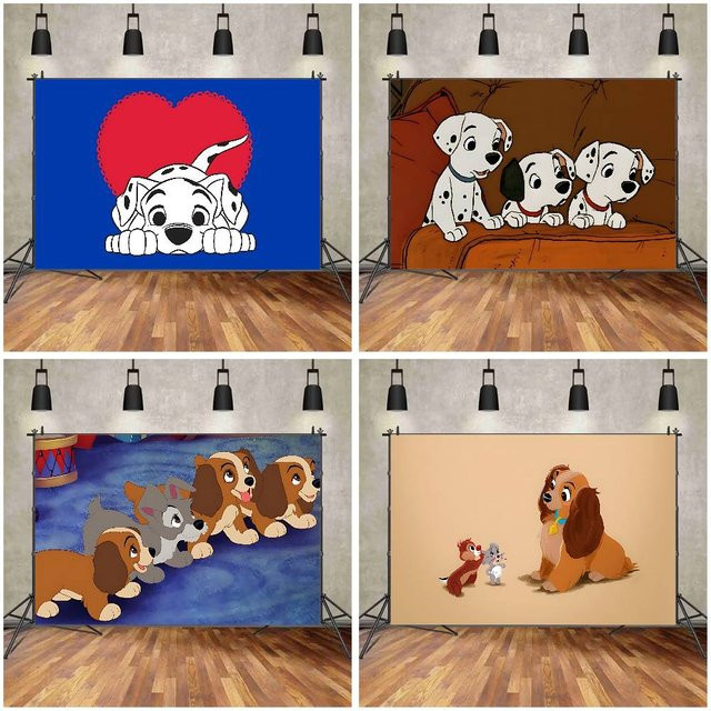 Mesuca Fotohintergrund für Kindergeburtstage mit 101 Dalmatiner Cartoon-Motiv, Mehrfarbig, B 70 cm x H 70 cm - Bild 1
