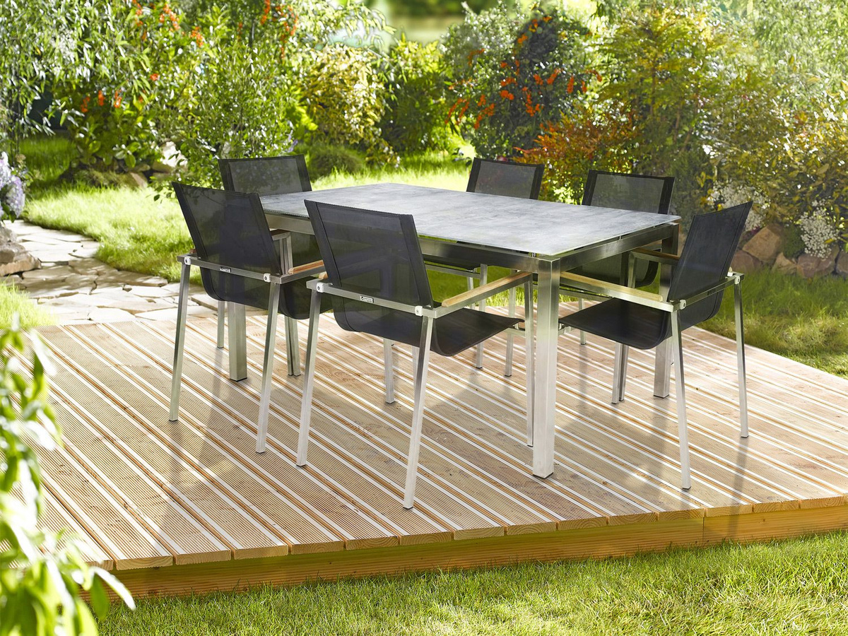 greemotion Dining Set aus Edelstahl mit Stein-Design und Holz-Elementen - Bild 2