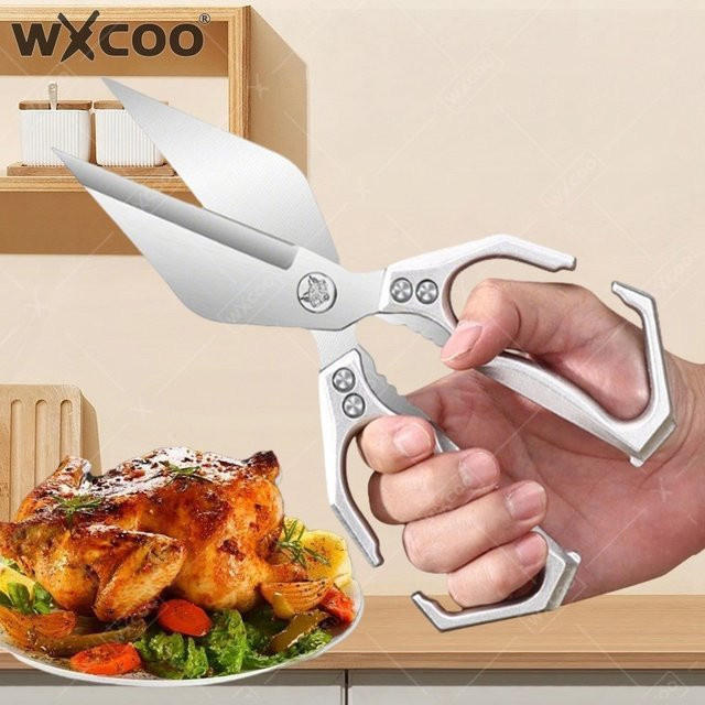 WXCOO Küchenschere aus Edelstahl in Silber zum Schneiden von Fleisch, Knochen und Lebensmitteln - Bild 1