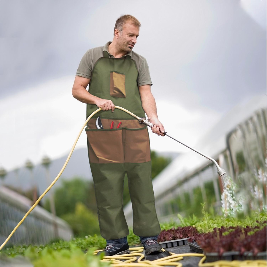 Garten-Beinschutzschürze aus Oxford-Gewebe mit Mehrfachtaschen in Colorblock-Design für die Gartenarbeit - Bild 4