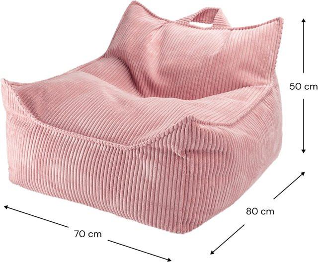 Wigiwama Sitzsack Cord in Pink für Kinder mit abnehmbarem Bezug und Tragegriff - Bild 1