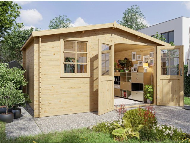 Woodtex Gartenhaus Blockbohlenhaus CA2881 in Braun, Naturbelassen, 28 mm Bohlenstärke - Bild 1