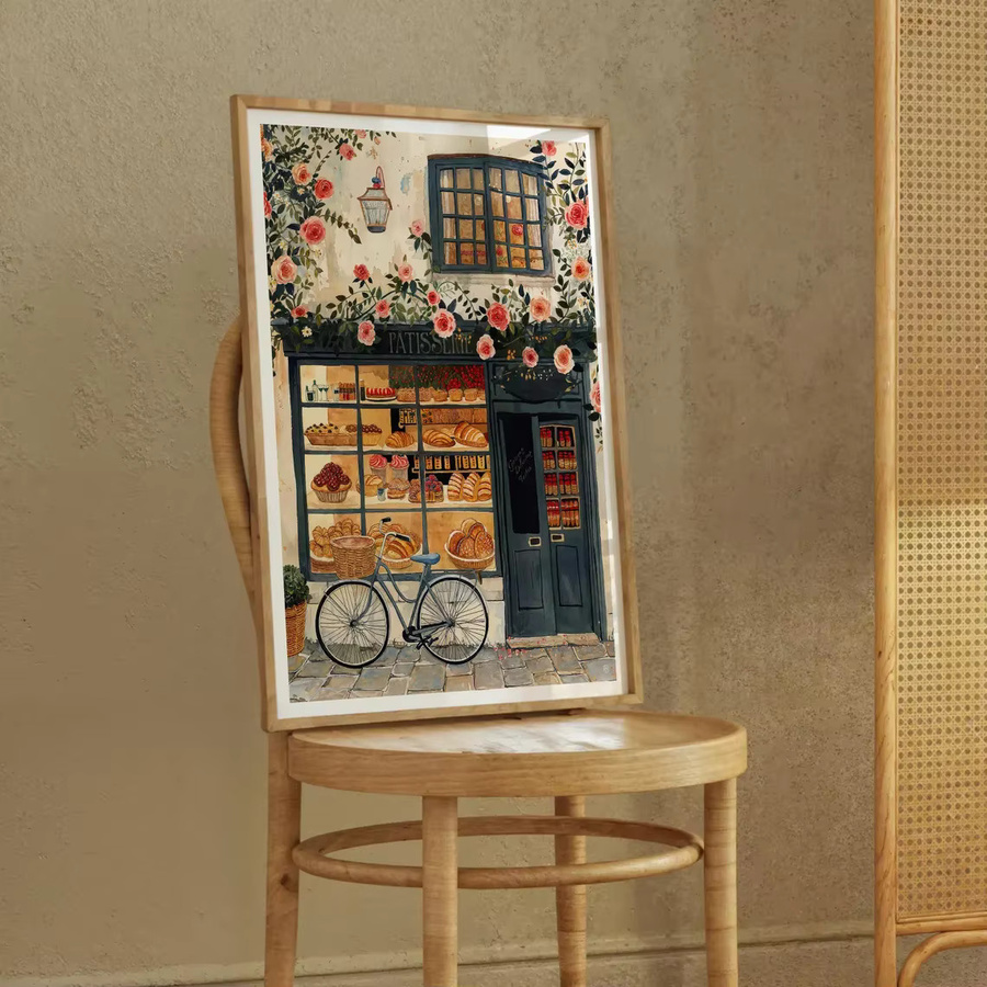 Vintage Französischer Patisserie Kunstdruck als mehrfarbige Bäckerei-Illustration auf Papier - Bild 2