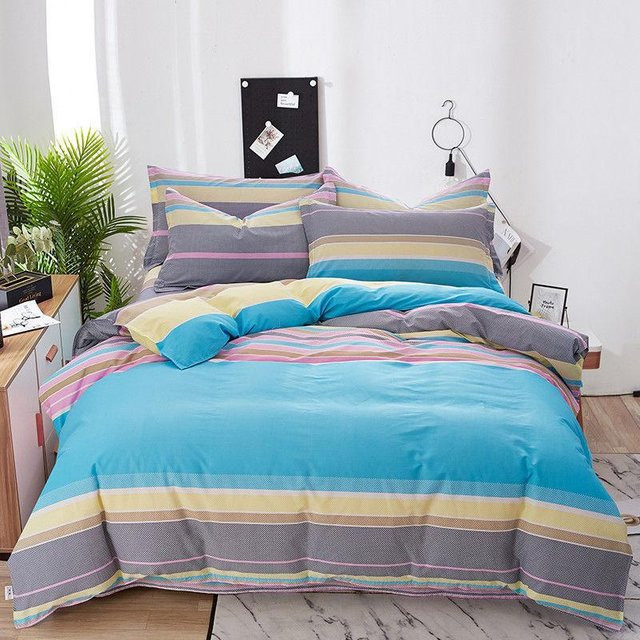 Vierteiliges Bettwäsche-Set aus 100 % Baumwolltwill von Your Warm Home mit floralem Design in Blau, B/H: 160 x 210 cm - Bild 1