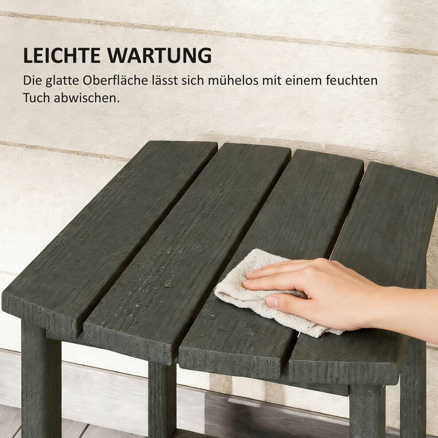 Outsunny Gartentisch und Beistelltisch aus wetterfestem Kunststoff in Grau, B/T/H: 37 x 46 x 48 cm - Bild 2