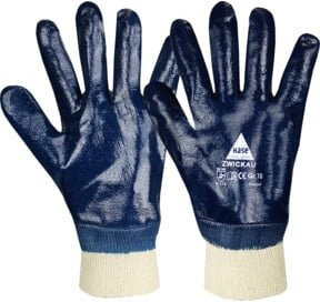 Hase Zwickau Nitrilhandschuhe aus Baumwolle Blau Größe 12 - Bild 1