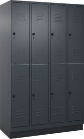 C+P Doppelstock-Spind Classic PLUS mit Sockel, 4 Abteile, Anthrazitgrau, H x B x T: 195 x 120 x 50 cm - Bild 1