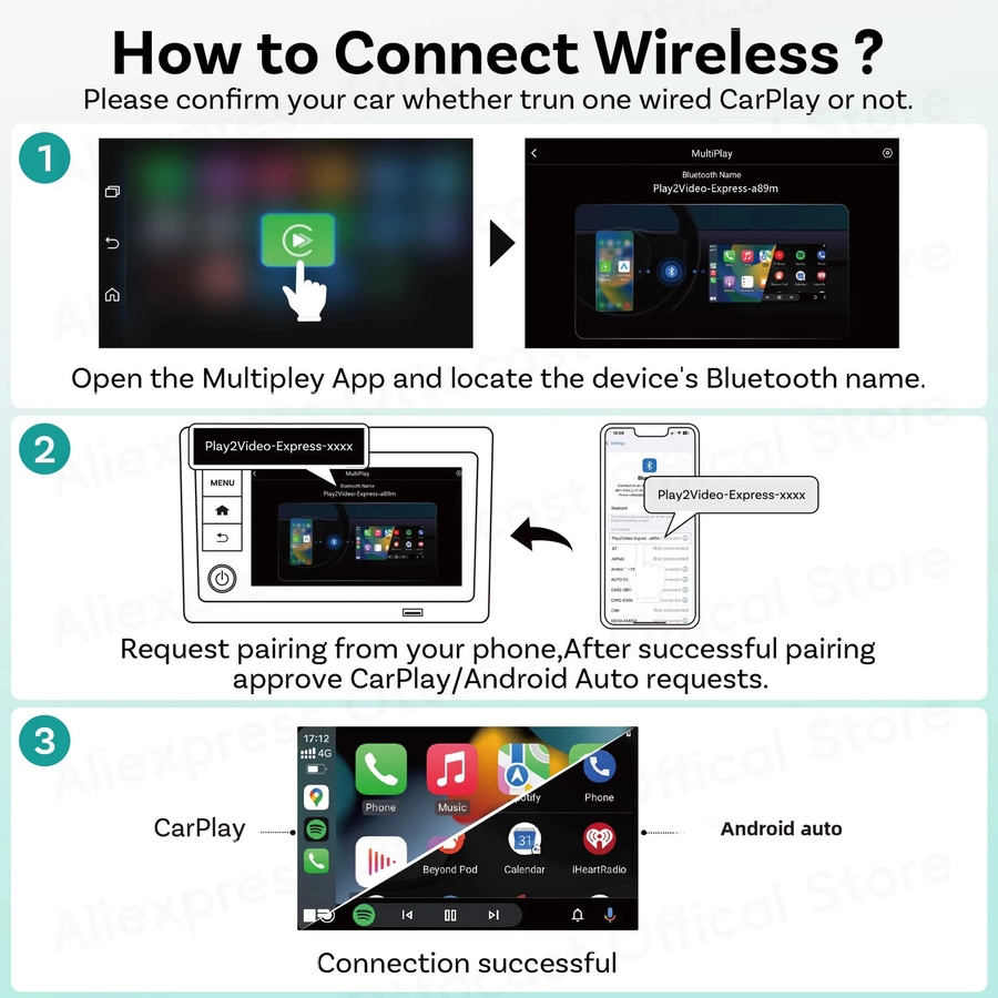 OTTOCAST Play2Video Express Wireless CarPlay und Android Auto Adapter für YouTube und Netflix in Schwarz - Bild 5