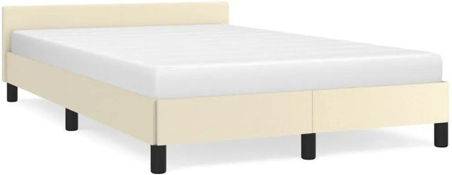 vidaXL Bettgestell mit Kopfteil in Beige aus Kunstleder, B/T/H: 120 x 200 x 123 cm - Bild 1