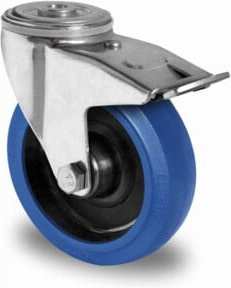 CASCOO Rückenlochlenkrolle Serie R4F1 mit Totalfeststeller, Durchmesser: 160 mm, verzinkter Stahl - Bild 1