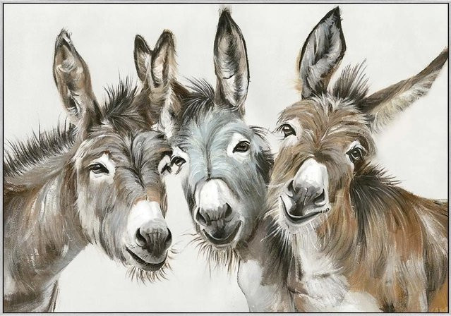 Art Universe Leinwandbild Three Donkeys, modern, beige und mehrfarbig, B: 70 cm, H: 100 cm - Bild 1