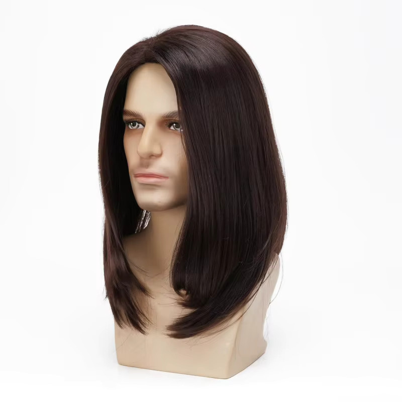 Suri Hair Herrenperücke, lange gerade Perücke, Dunkelbraun - Bild 2