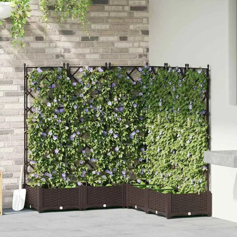 Vidaxl Gartenpflanzer Set mit Gitter, 5 Stück, Braun, Kunststoff, H x B x T: 125,5 x 120 x 120 cm - Bild 1