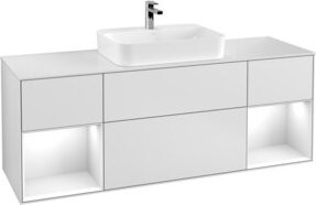 V&B Waschtischunterschrank Finion mit Wandbeleuchtung, Farbe: Weiß lackiert, Breite: 160 cm - Bild 1