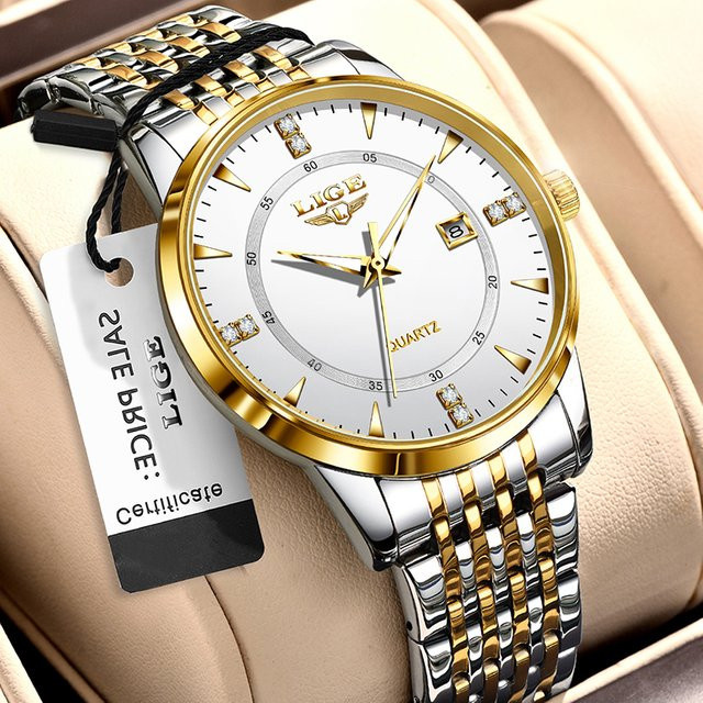 LIGE Chronograph-Armbanduhr Edelstahl, Gold, Damen - Bild 1