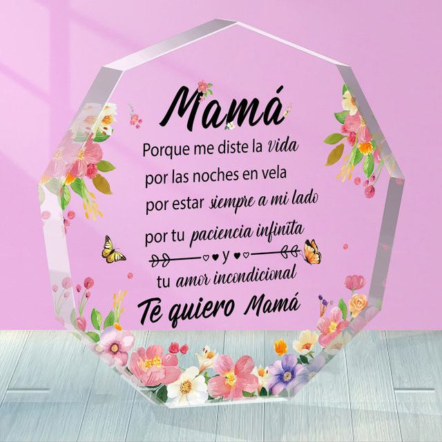 Spanische Muttertags-Karte Gracias Mama mit floralem Design für den Schreibtisch, Mehrfarbig - Bild 1