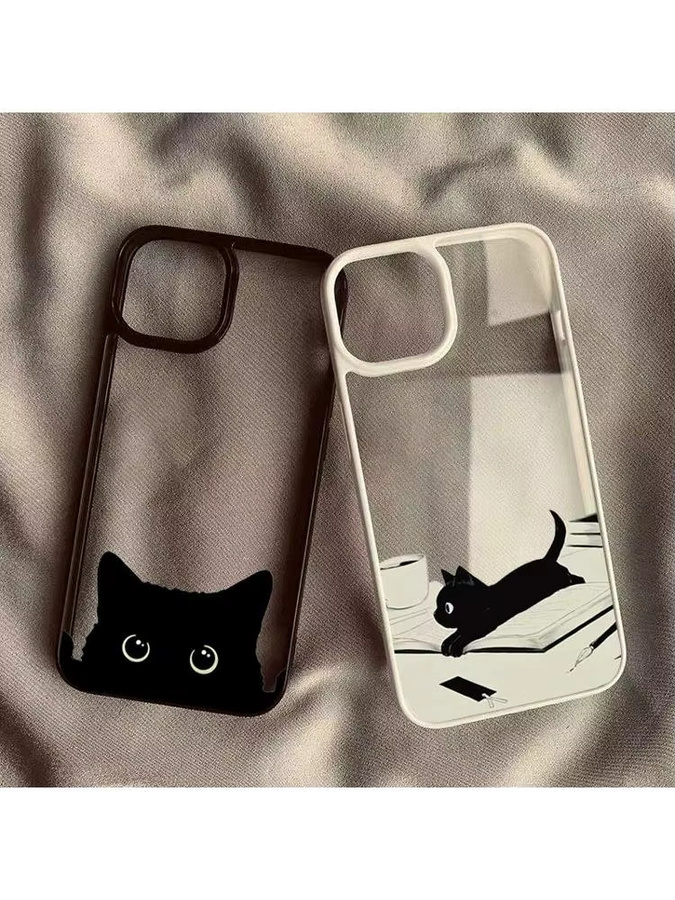 Transparente Handyhülle mit niedlicher schwarzer Katze für Samsung Galaxy S26 S25 S24 S23 S22 Ultra FE A54 A52 A35 A34 A16 A15 A14 A06 5G - Bild 3