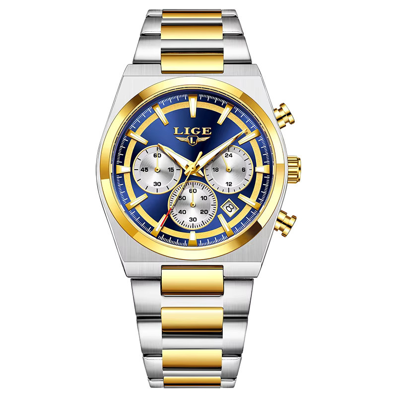 LIGE Armbanduhr Quarz, Edelstahl, Blau, Herren - Bild 7
