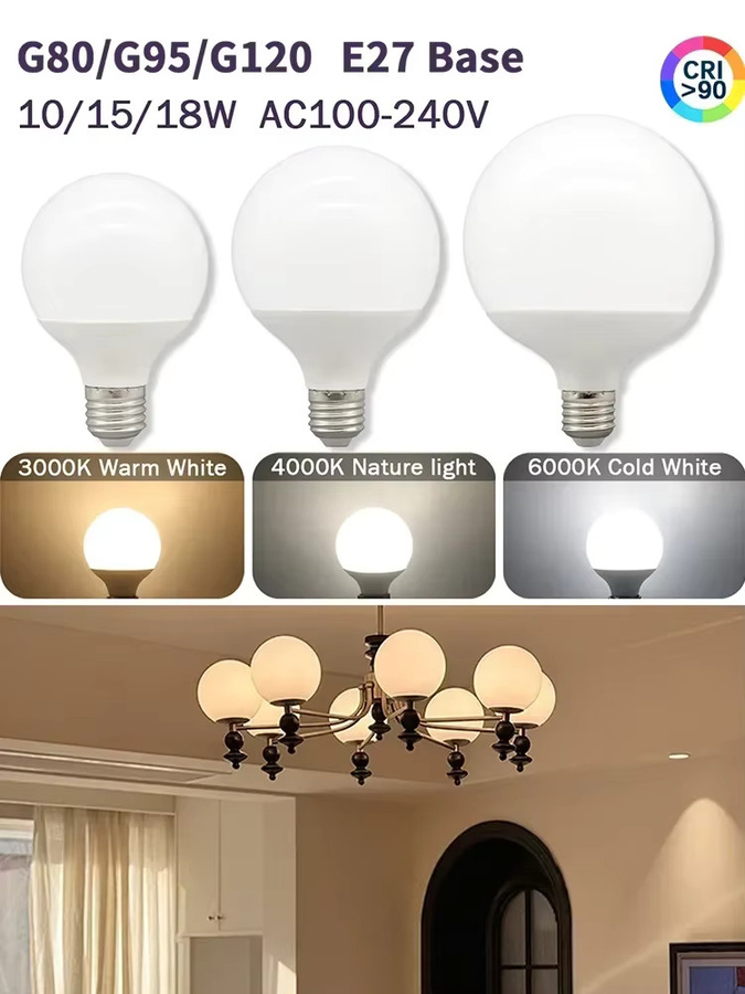 LED Globe Leuchtmittel E27 mit CRI90 und 120 lm/W in Weiß für G80 G95 G120 Lampen - Bild 3