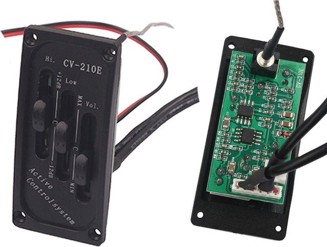 Binchi EQ Vorverstärker mit Piezo B58 Tonabnehmer und Dämpfer für elektrische Geige in Schwarz - Bild 1