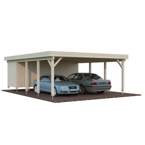 PALMAKO Carport Karl aus Fichtenholz in Braun mit Flachdach, B/T/H: 600 x 762 x 254 cm - Bild 2