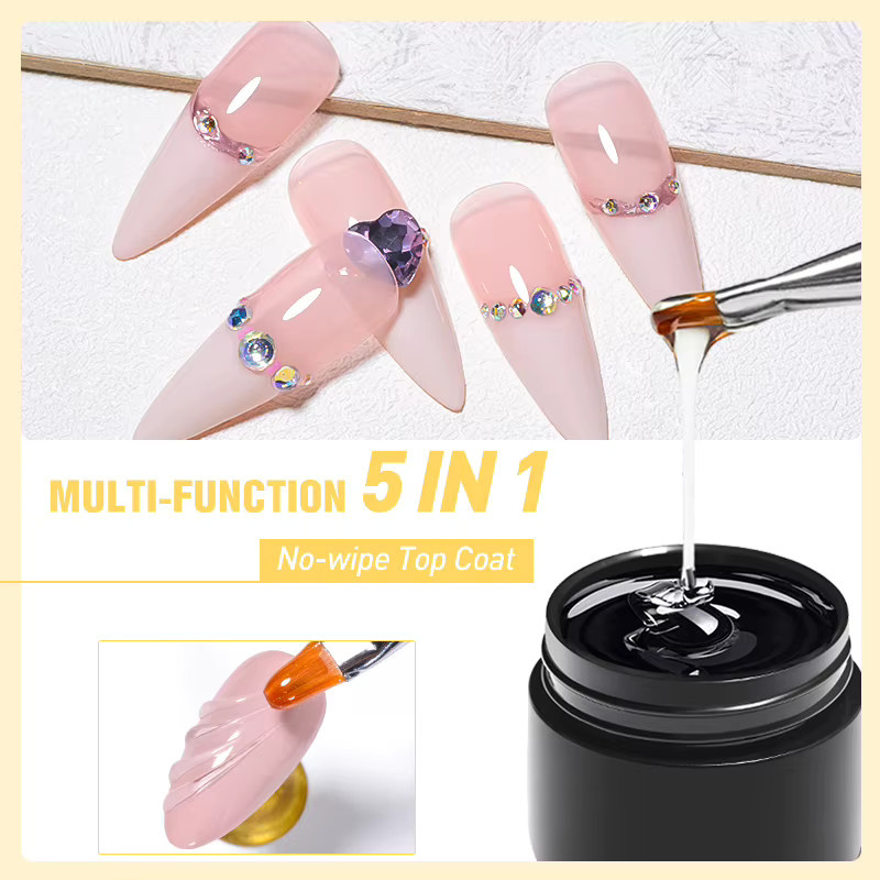 Four Lily 5-in-1 Verstärkungsgel No-Wipe Top Coat, 8 ml, Glänzend - Bild 3