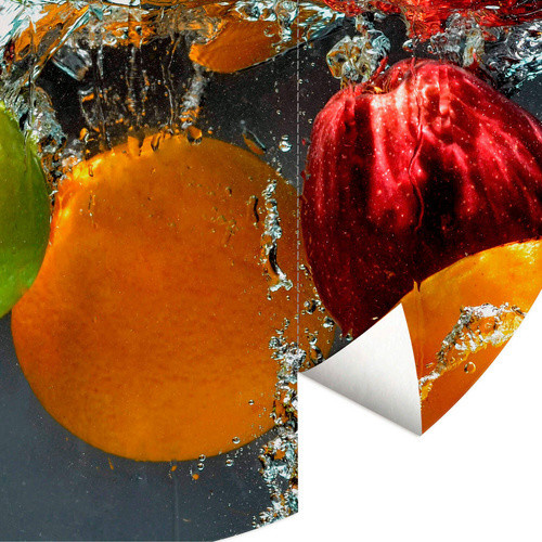 K&L Wall Art Runde Vliestapete Frisches Obst für die Küche, mehrfarbig, matt - Bild 2