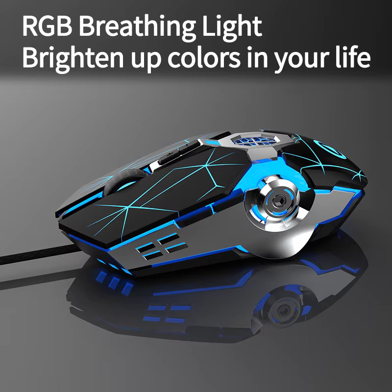 YINDIAO USB-Gaming-Maus mit RGB-Hintergrundbeleuchtung, ergonomische 7D Esports Spielmaus für PC und Laptop in Schwarz oder Weiß - Bild 2