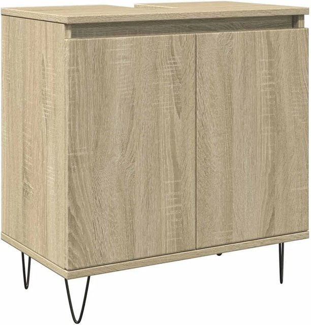 vidaXL Badschrank in Sonoma-Eiche mit Schranktüren im industriellen Stil, B/T/H: 58 x 33 x 60 cm - Bild 1