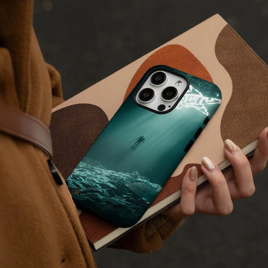 D-Dei V Unterwasser-Handyhülle für iPhone 17 16 15 14 13 12 Pro Max Plus mit glänzender HD-Doppelschicht-Flüssighartschale in Weiß - Bild 2