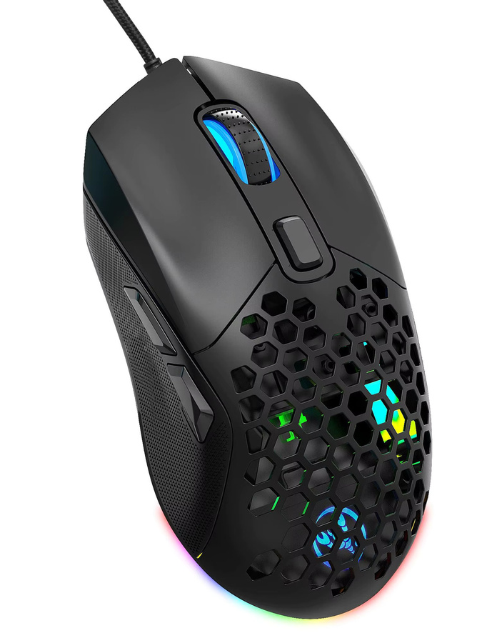 HXSJ RGB-Gaming-Maus in Schwarz mit 7200 CPI und austauschbarer Rückseite - Bild 4