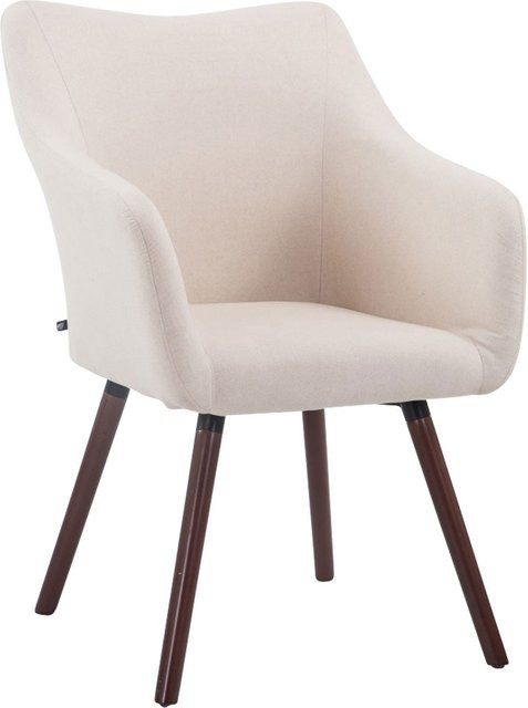 TPFLiving Besucherstuhl Coyo Two mit Stoffbezug und Buchenholzgestell in Walnuss, Farbe: Beige, B/T/H: 62,5 x 61,0 x 90,0 cm - Bild 1