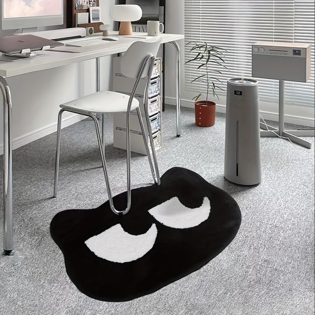 VIKAMA Minimalistischer Katzen-Teppich in Schwarz, weiche und rutschfeste Fußmatte mit Katzen-Motiv, B/T: 50 x 40 cm - Bild 1