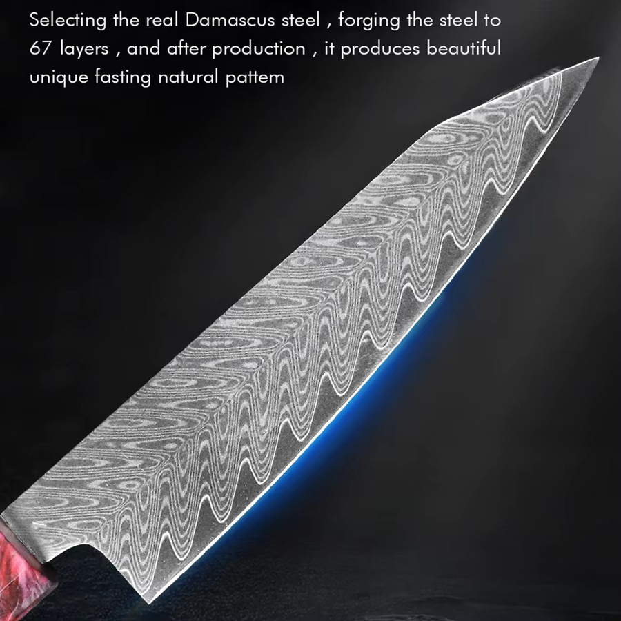 JUMCSONG 5 Zoll Allzweckmesser aus 67-lagigem Damaststahl mit Holzgriff - Bild 3