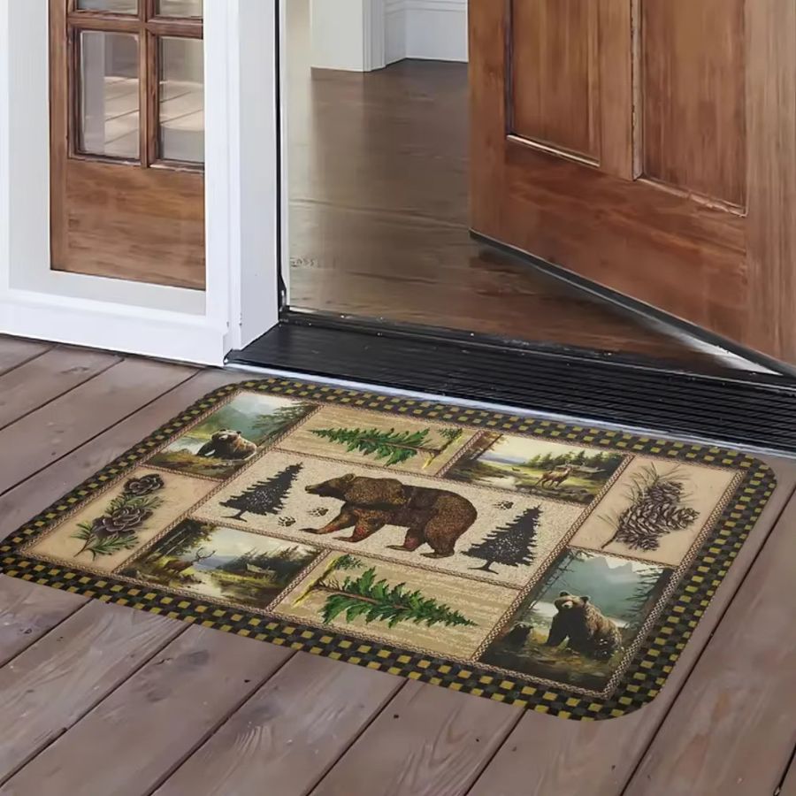 VIKAMA Fußmatte Cool Forest mit schwarzem Bär zur Dekoration für Eingang, Balkon oder Korridor - Bild 2