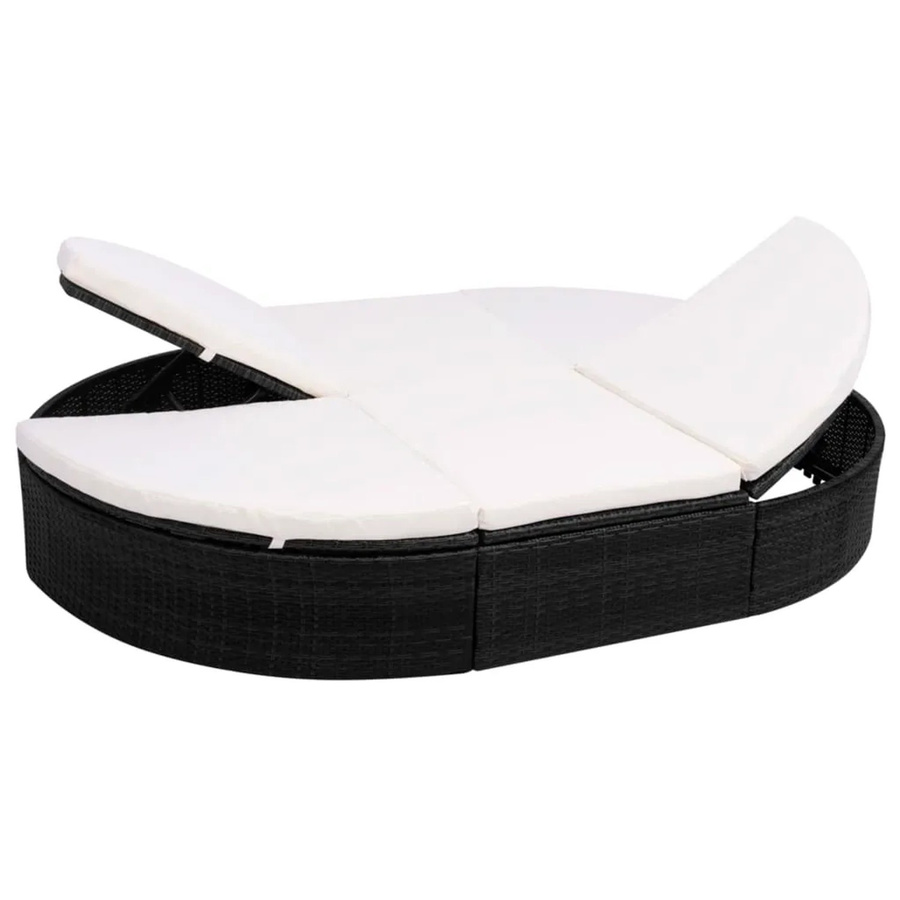 vidaXL Outdoor-Loungebett aus Poly-Rattan mit Kissen und verstellbarer Kopfstütze, Schwarz, B: 200 cm, T: 140 cm, H: 28 cm - Bild 2